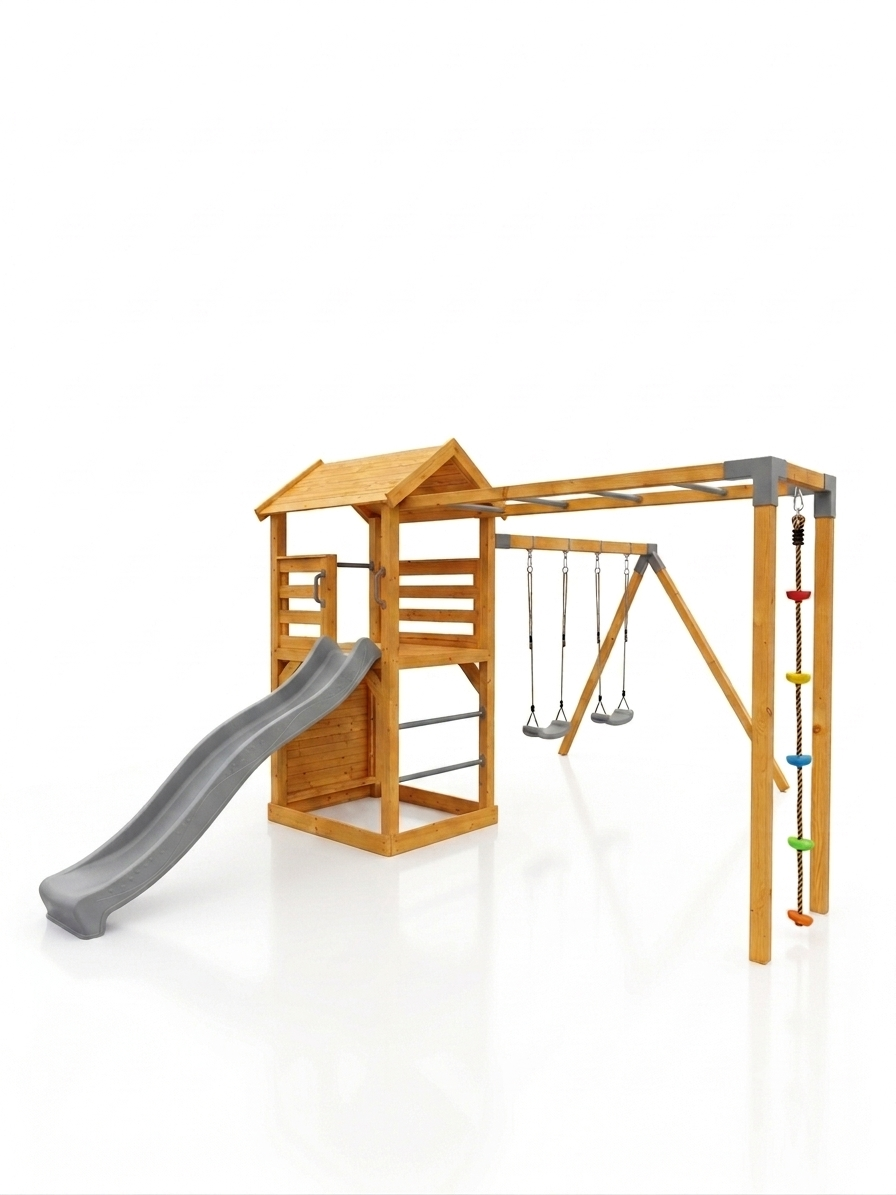Playground House 2xSwing Slide Climbing Wall Monkey Bars Rope