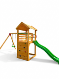 Spielplatz Häuschen für Kinder 2x Schaukel Rutsche Kletterwand