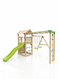 Spielplatz Häuschen 2xSchaukel Rutsche Kletterwand Dschungelgym Seil